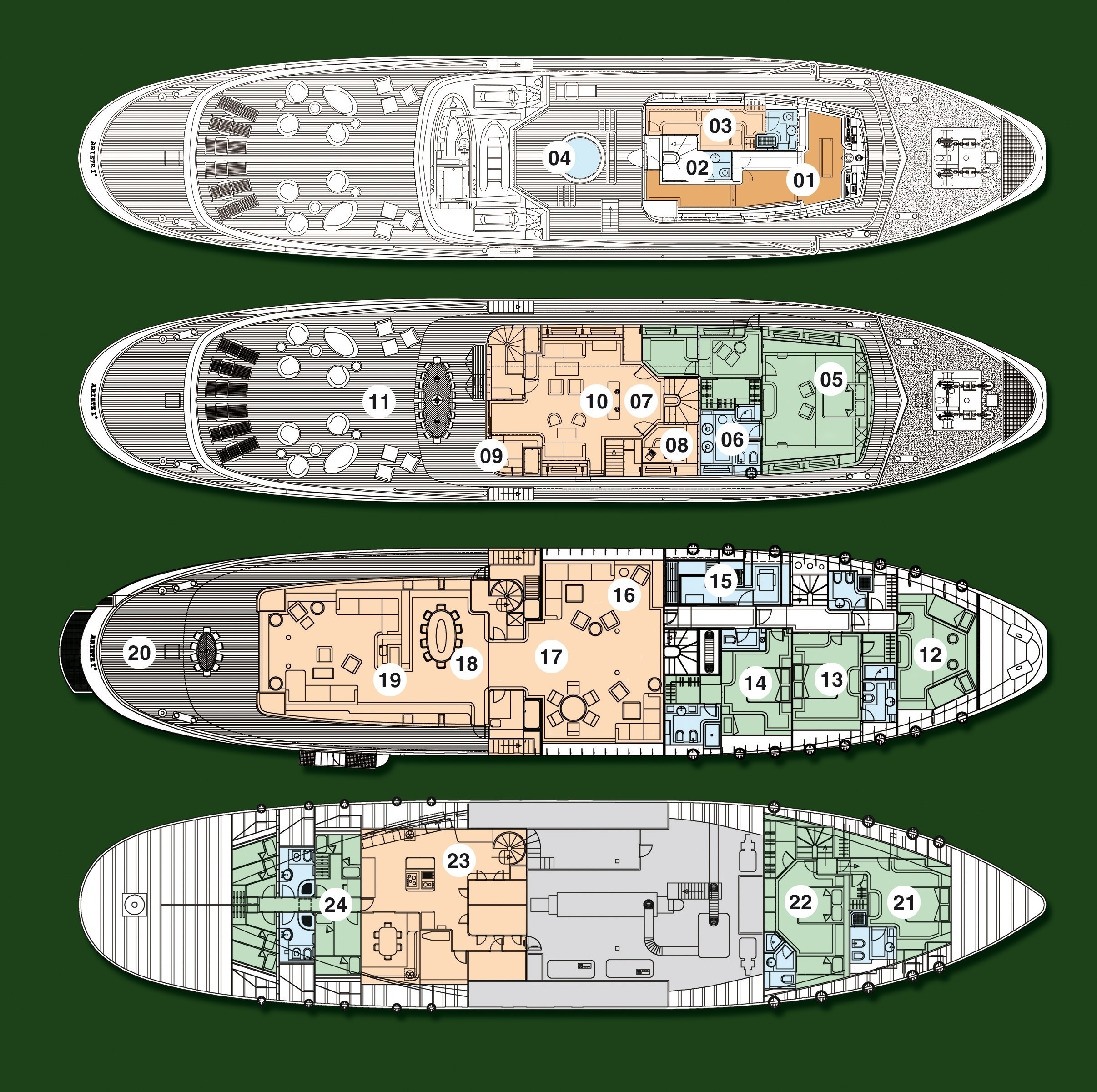 mega yacht deck plans
